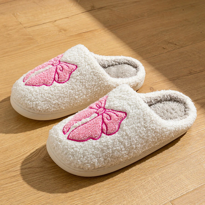 y2k-kawaii-fashion-Bow Fuzzy Slipper-Pinky Dollz