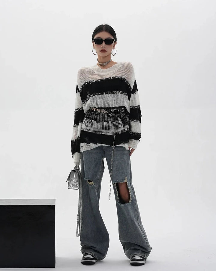 y2k-kawaii-fashion-Striped Sweater-Pinky Dollz