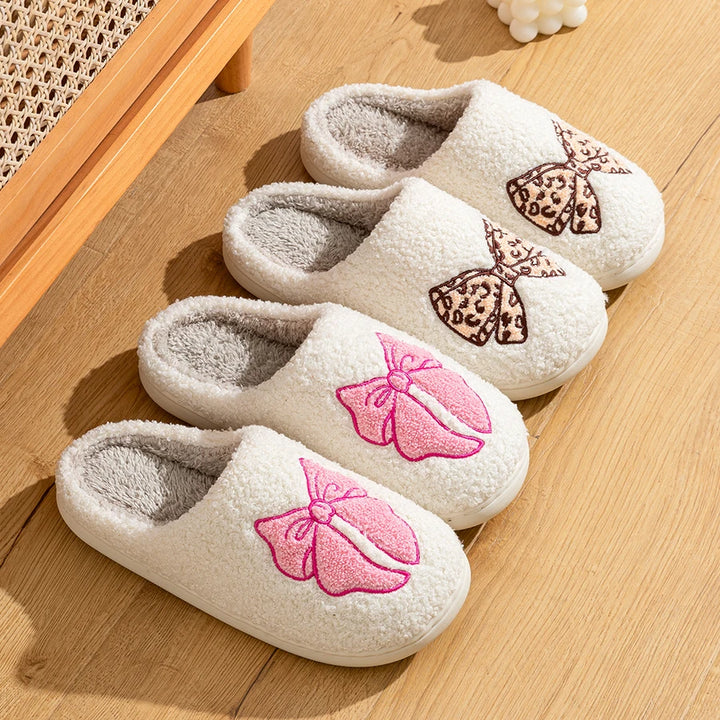 y2k-kawaii-fashion-Bow Fuzzy Slipper-Pinky Dollz