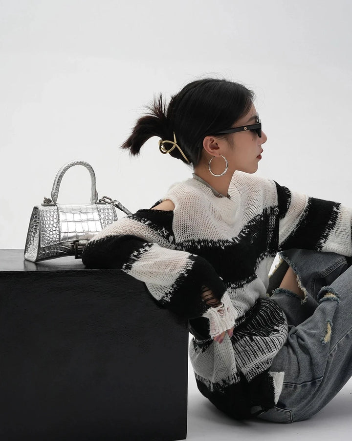 y2k-kawaii-fashion-Striped Sweater-Pinky Dollz