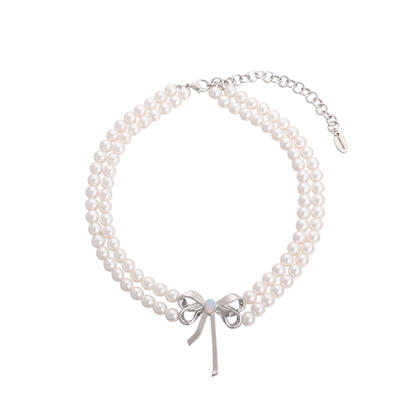 y2k-kawaii-fashion-Opal Pearl Bow Choker-Pinky Dollz
