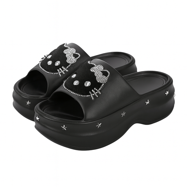 y2k-kawaii-fashion-Hello Kitty Platform Slides-Pinky Dollz