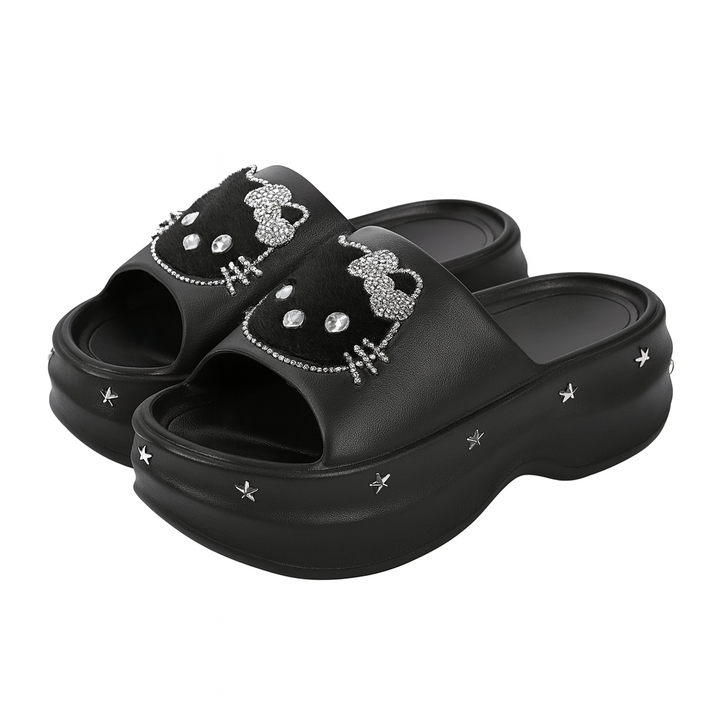 y2k-kawaii-fashion-Hello Kitty Platform Slides-Pinky Dollz