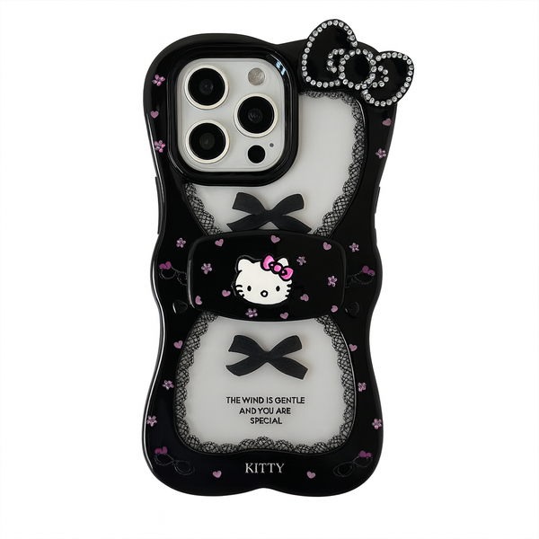 y2k-kawaii-fashion-Black Bow Hello Kitty Phone Case-Pinky Dollz