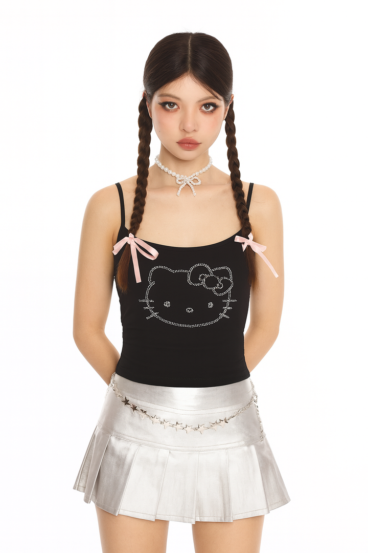 y2k-kawaii-fashion-Hello Kitty Diamonte Tank Top-Pinky Dollz