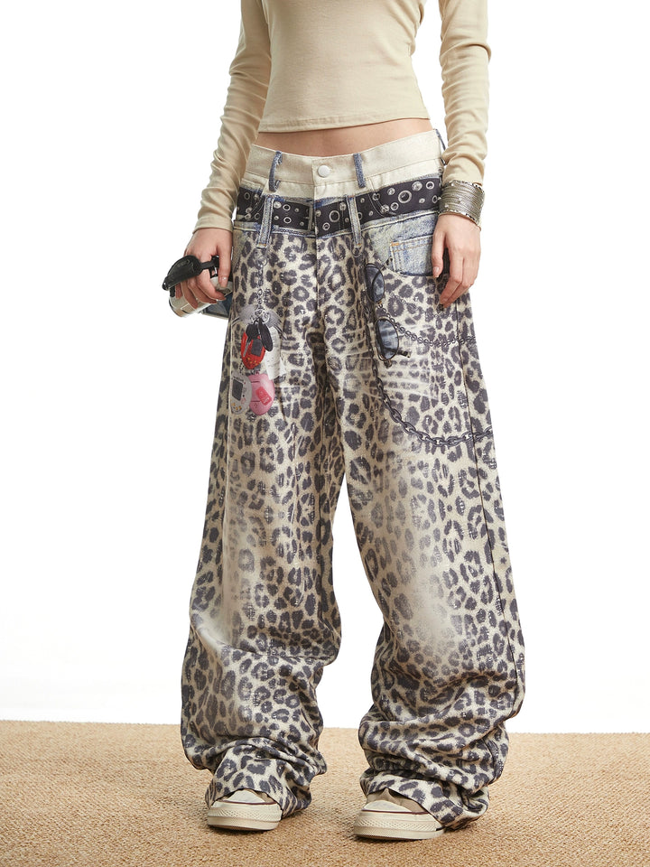 y2k-kawaii-fashion-Leopard Print Cargo Jeans-Pinky Dollz