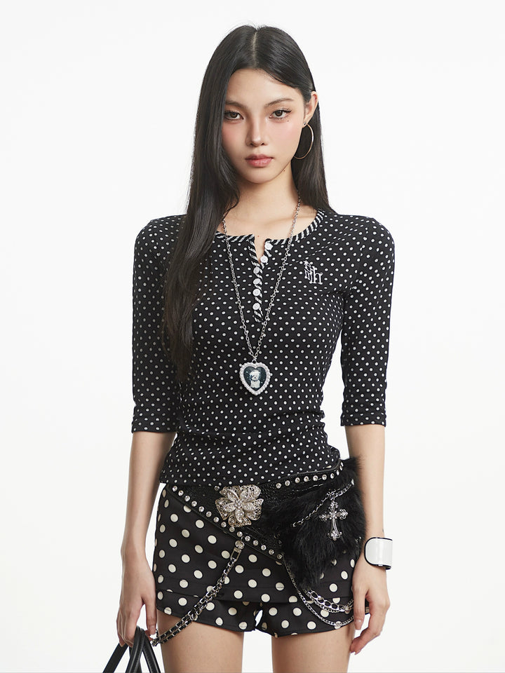 y2k-kawaii-fashion-Polka Dot Mini Skort-Pinky Dollz