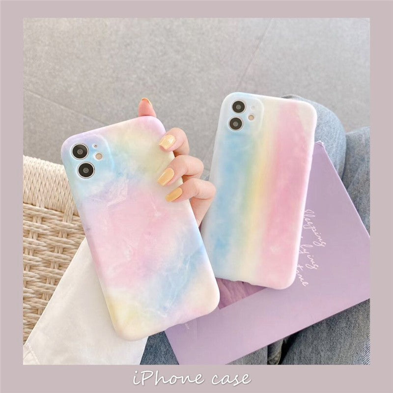 y2k-kawaii-fashion-RAINBOW COTTON CANDY IPHONE CASE-Vertical rainbow-iPhone 11 Pro Max-Pinky Dollz