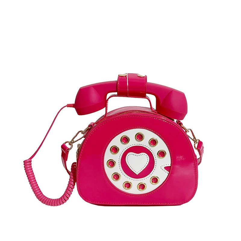 y2k-kawaii-fashion-Kawaii Telephone Bag-Rose Red-Pinky Dollz