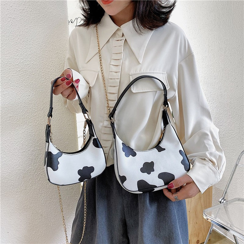 y2k-kawaii-fashion-Cow Print Baguette Bag--Pinky Dollz