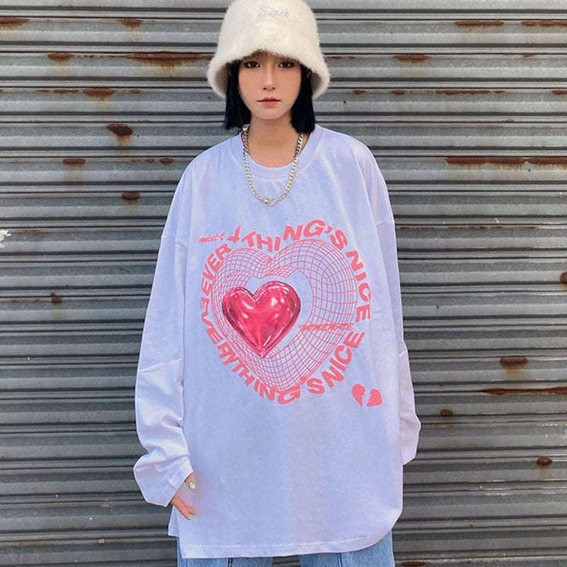 y2k-kawaii-fashion-Everything's Nice Heart Long Sleeve Top--Pinky Dollz