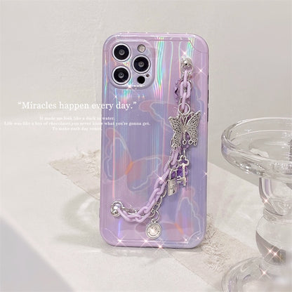 y2k-kawaii-fashion-Butterfly Pendant Chain iPhone Case-iPhone 7-Purple-Pinky Dollz