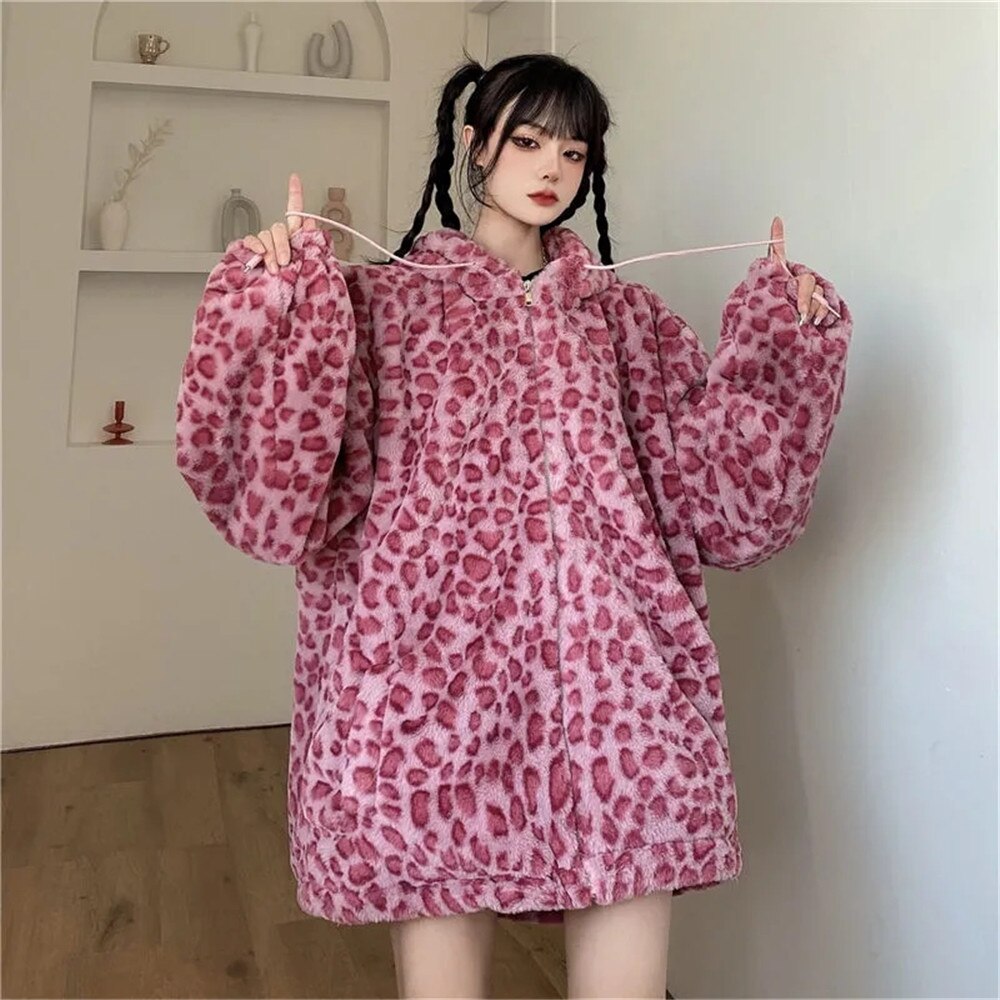 y2k-kawaii-fashion-Oversized Leopard Print Pullover--Pinky Dollz