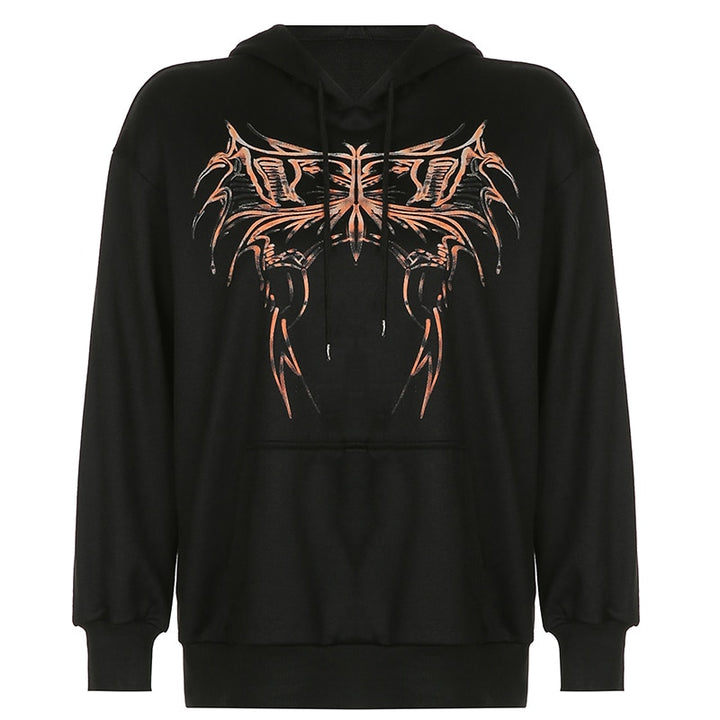 y2k-kawaii-fashion-Grunge Print Hoodie-Pinky Dollz