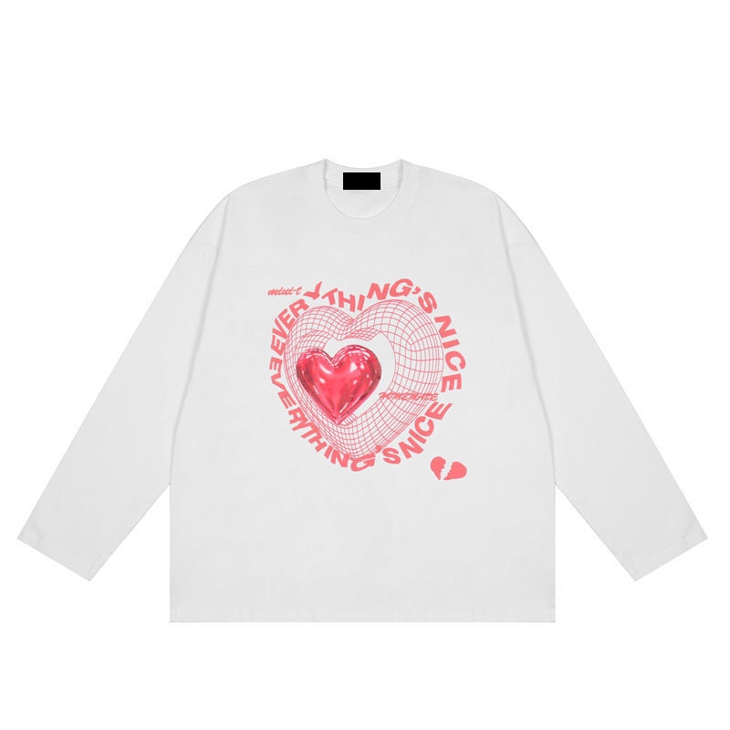 y2k-kawaii-fashion-Everything's Nice Heart Long Sleeve Top-White-M-Pinky Dollz