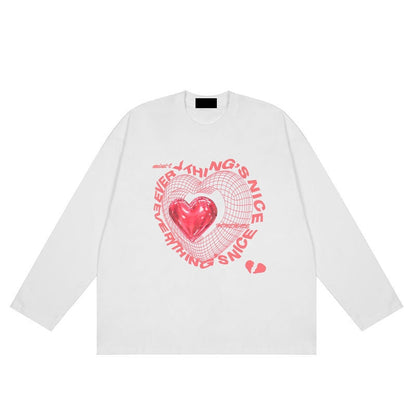 y2k-kawaii-fashion-Everything's Nice Heart Long Sleeve Top-White-M-Pinky Dollz