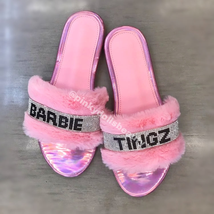 y2k-kawaii-fashion-Barbie Tingz Slides--Pinky Dollz