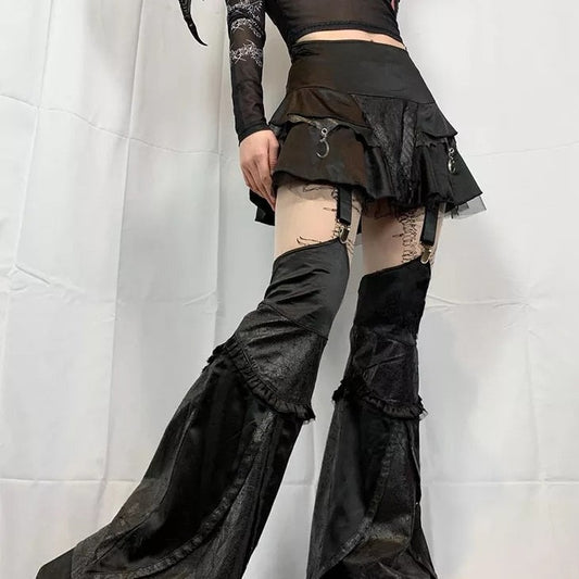 y2k-kawaii-fashion-Leather Bandage Buckle Skirt--Pinky Dollz