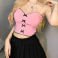 y2k-kawaii-fashion-Pink Bow Corset Top--Pinky Dollz