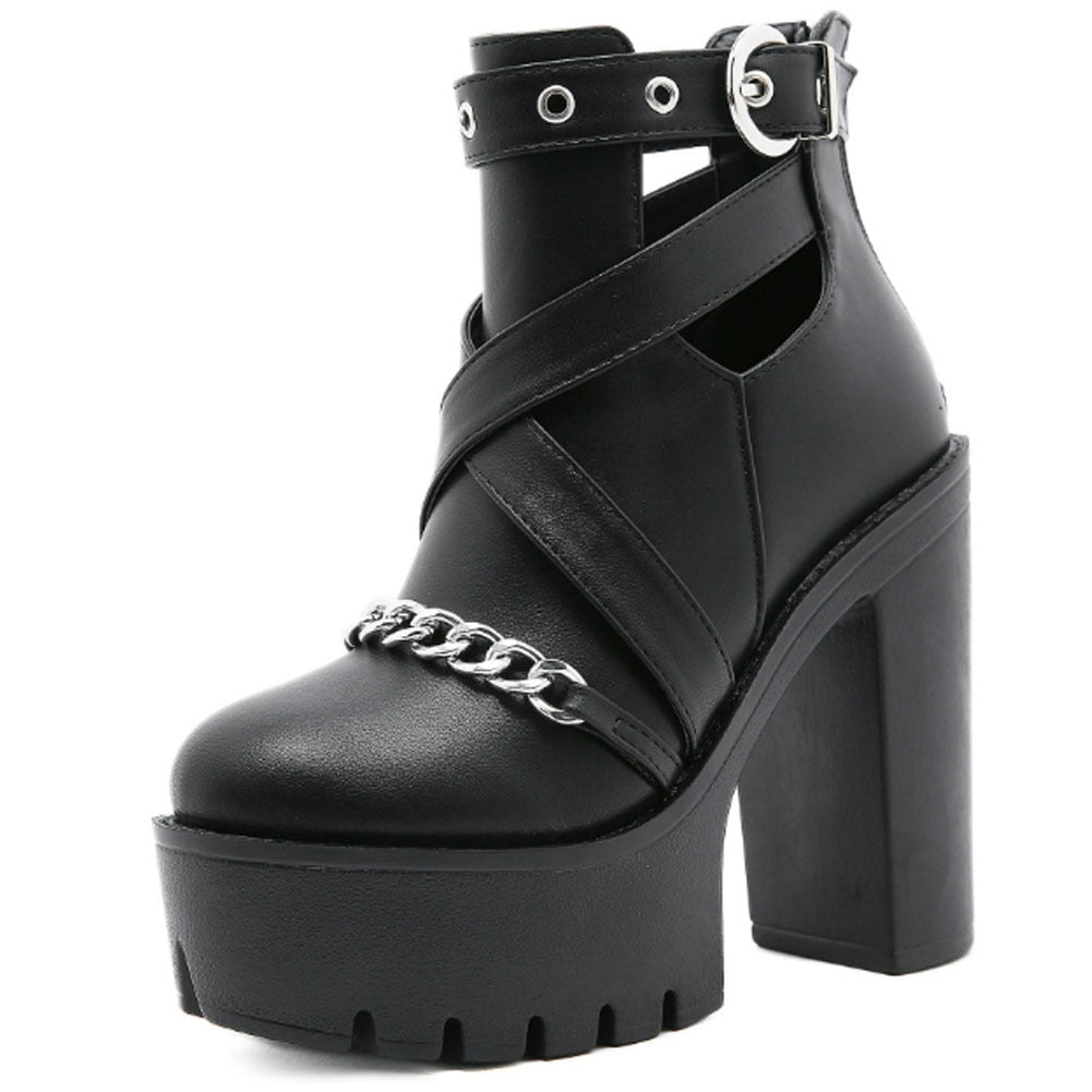 y2k-kawaii-fashion-Chunky Mary Jane Ankle Strap Platform Heels-Black 3-5-Pinky Dollz