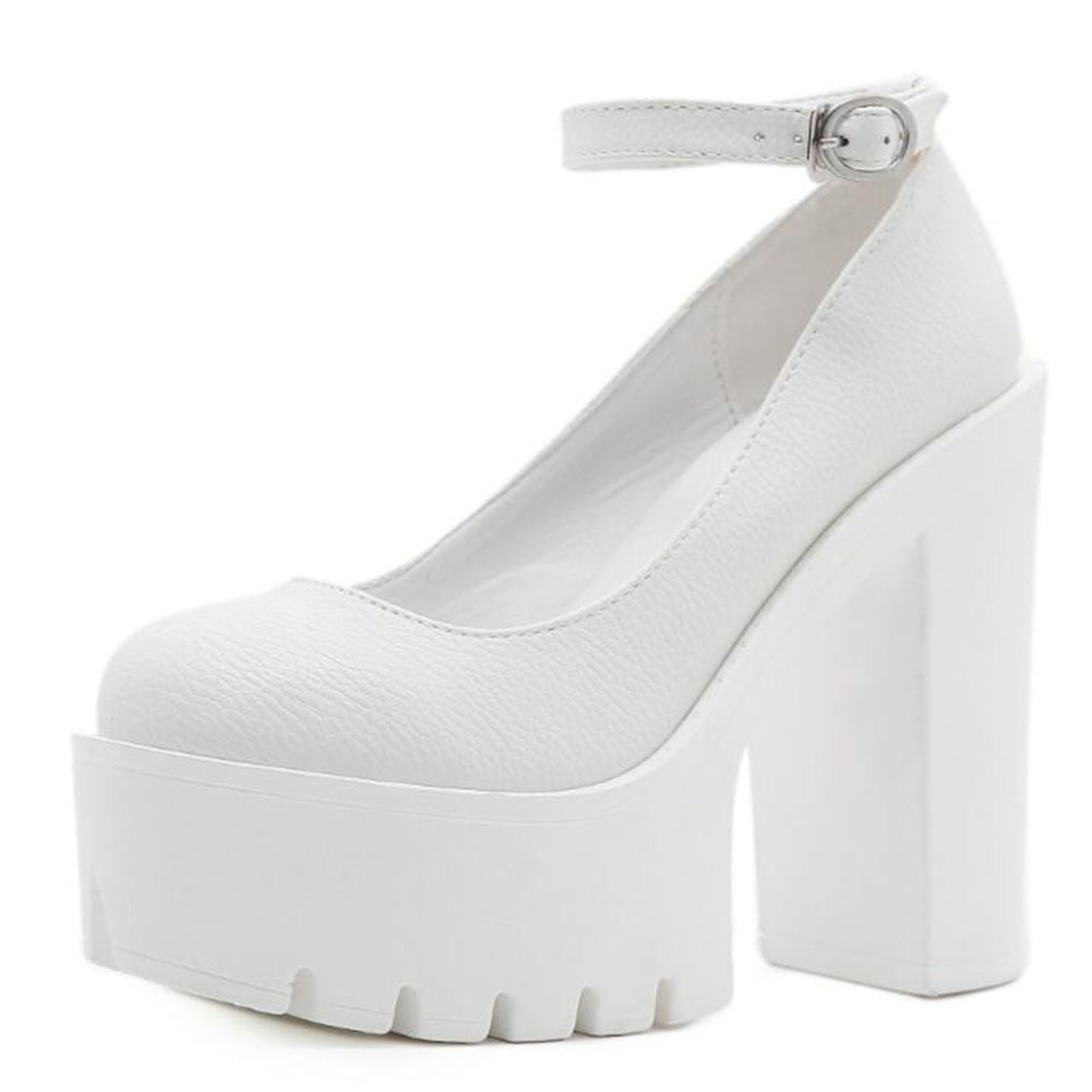y2k-kawaii-fashion-Chunky Mary Jane Ankle Strap Platform Heels-White 2-5-Pinky Dollz