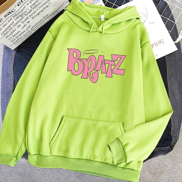 y2k-kawaii-fashion-Classic Bratz Hoodie-Light Green-XS-Pinky Dollz