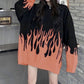 y2k-kawaii-fashion-Oversized Fire Knitted Sweater-Orange-S-Pinky Dollz