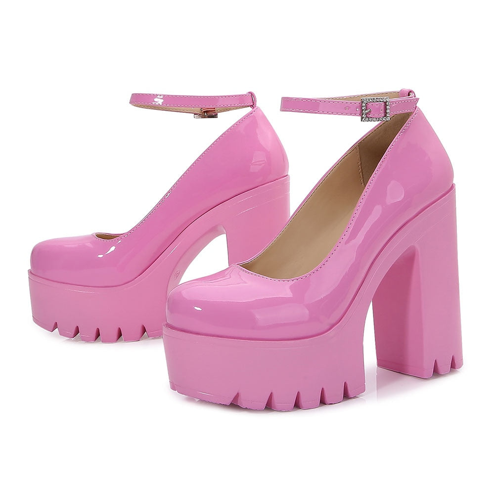 y2k-kawaii-fashion-Chunky Mary Jane Ankle Strap Platform Heels-Pink 1-5-Pinky Dollz