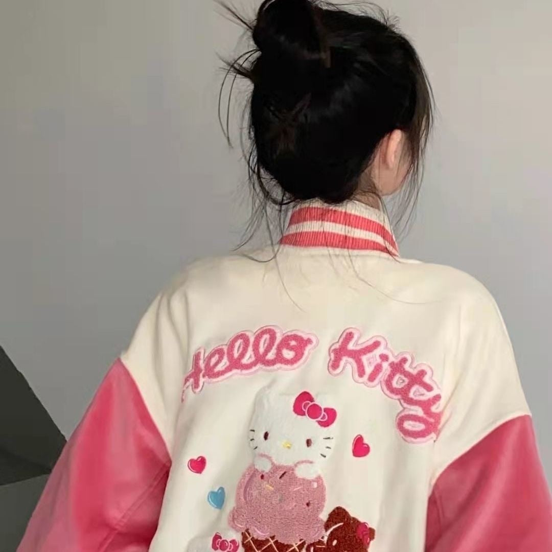 y2k-kawaii-fashion-Hello Kitty Bomber Jacket-Hello Kitty-S-Pinky Dollz