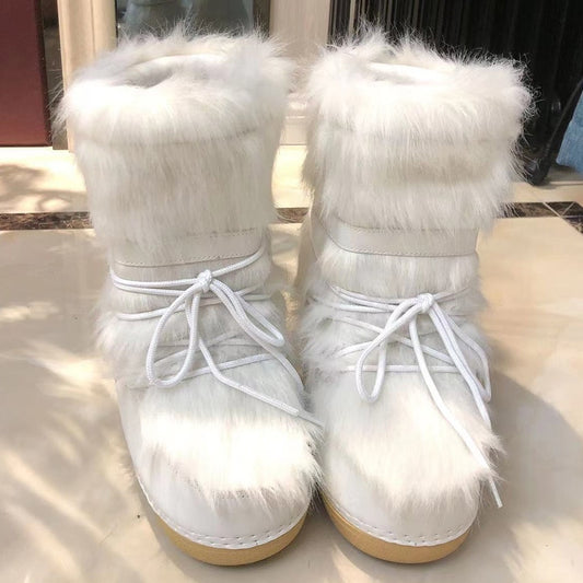 y2k-kawaii-fashion-Fluffy Ski Boots--Pinky Dollz