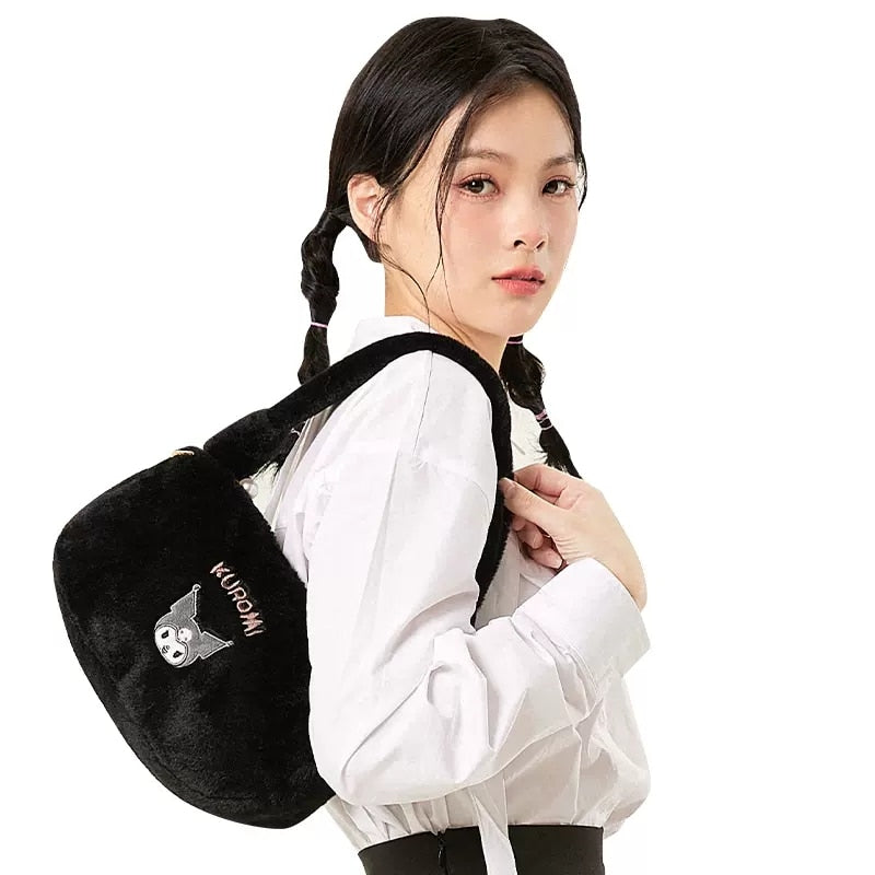 y2k-kawaii-fashion-Sanrio Plushie Handbag-Kuromi-Pinky Dollz