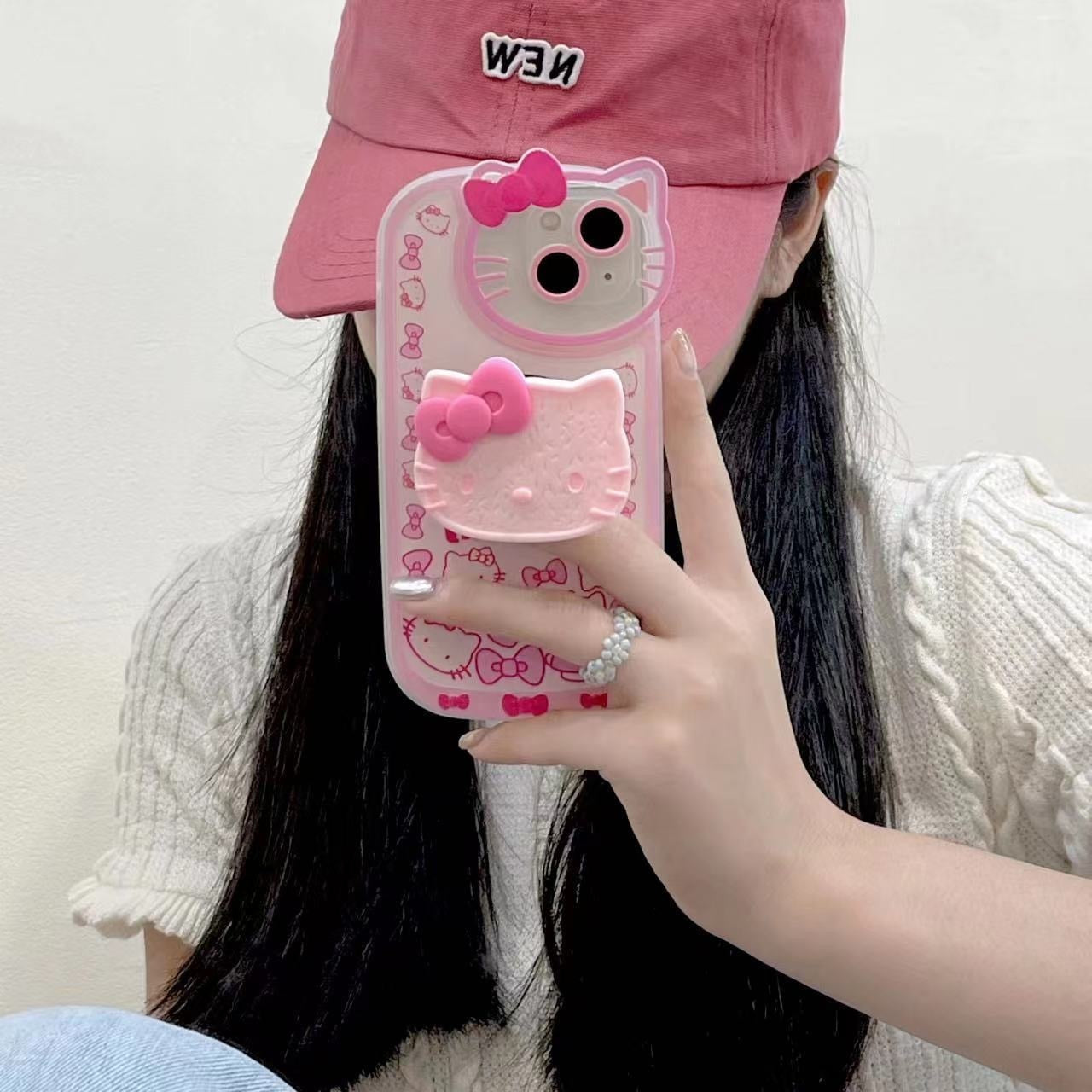 y2k-kawaii-fashion-Hello Kitty Stand iPhone Case-iPhone 11-Pink-Pinky Dollz