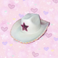 y2k-kawaii-fashion-Sequin Star Cow Girl Hat-White & Pink-Adjustable-Pinky Dollz