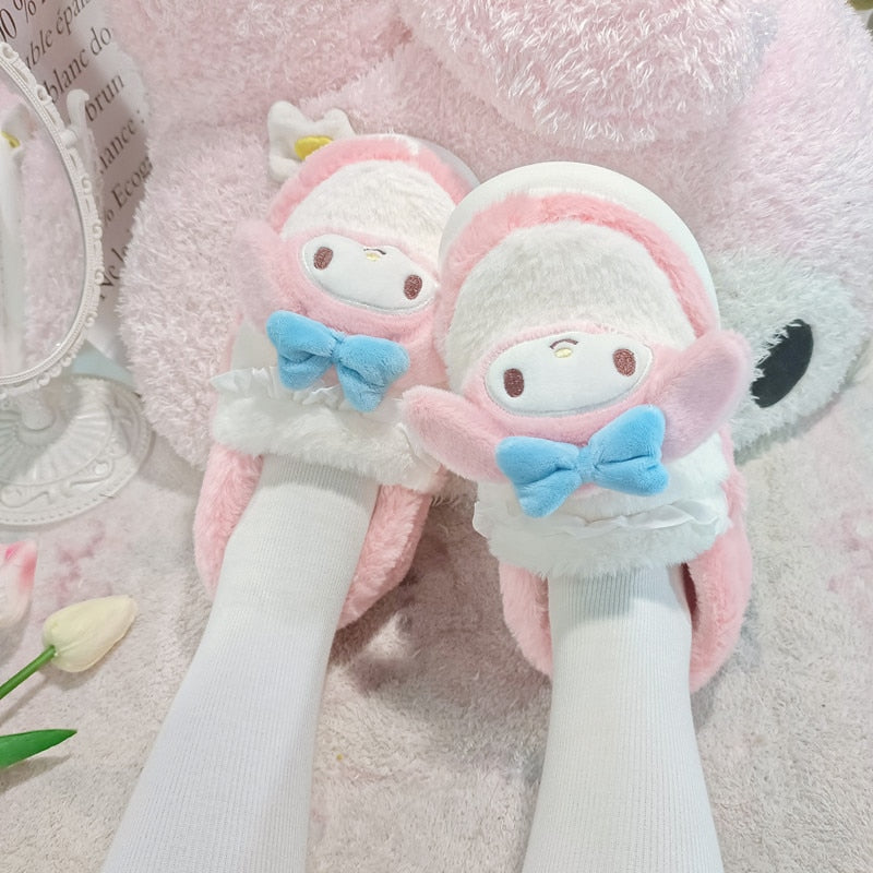y2k-kawaii-fashion-Sanrio Plushie Slippers--Pinky Dollz