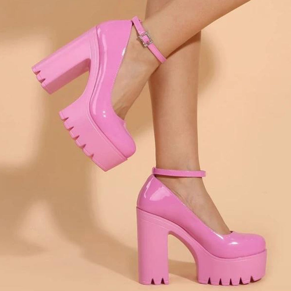 y2k-kawaii-fashion-Chunky Mary Jane Ankle Strap Platform Heels--Pinky Dollz