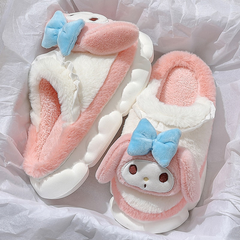 y2k-kawaii-fashion-Sanrio Plushie Slippers--Pinky Dollz