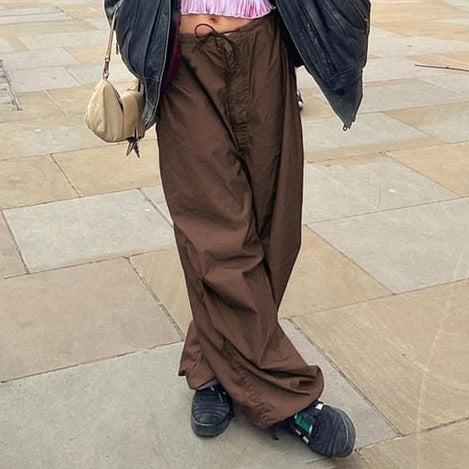 y2k-kawaii-fashion-Baggy Balloon Trouser-Khaki-S-Pinky Dollz