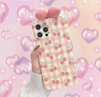 y2k-kawaii-fashion-Cherry Bow iPhone Case-iPhone 13-Pinky Dollz