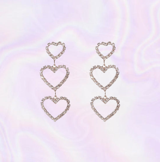 y2k-kawaii-fashion-Heart Shaped Drop Earrings--Pinky Dollz