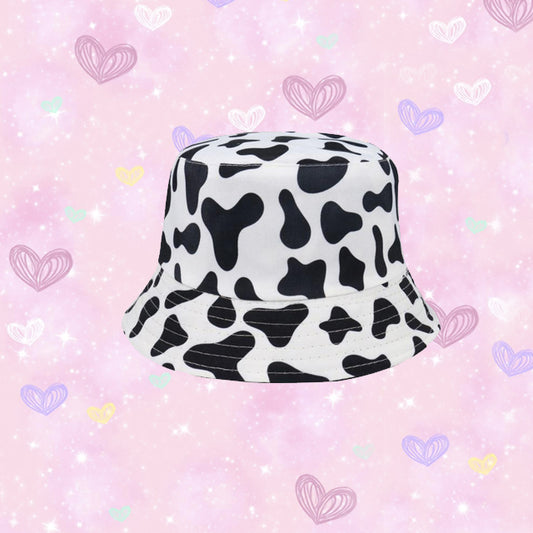 y2k-kawaii-fashion-Cow Print Bucket Hat--Pinky Dollz