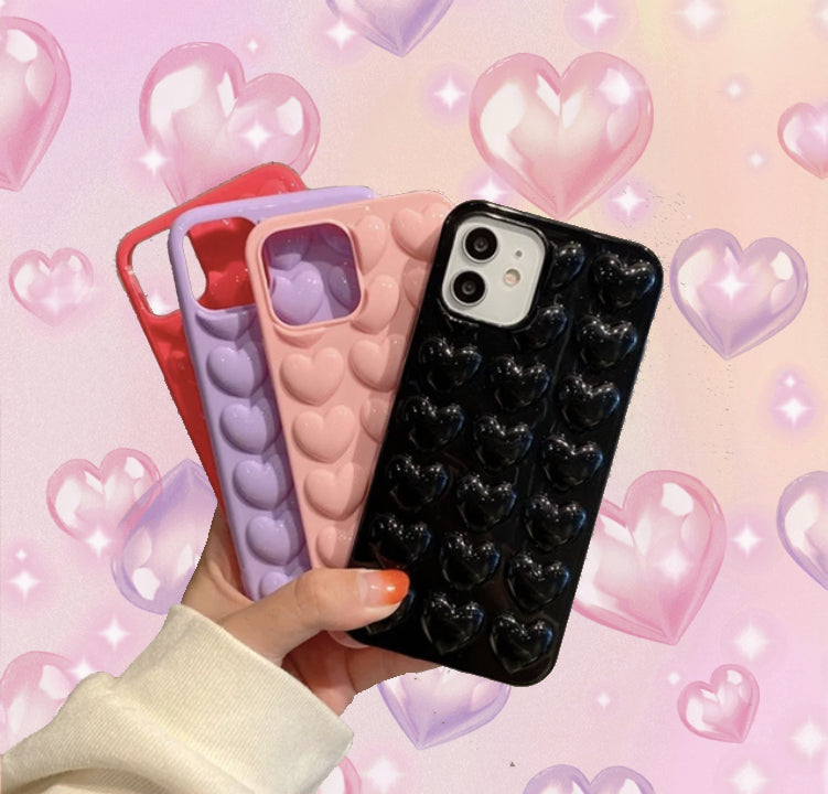 y2k-kawaii-fashion-Heart Bubble iPhone Case--Pinky Dollz