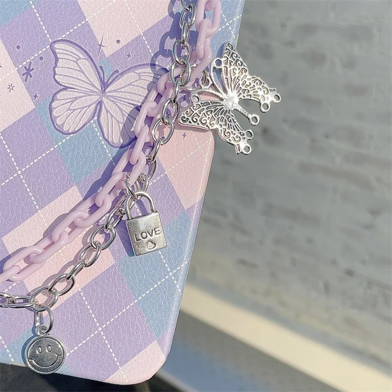 y2k-kawaii-fashion-Butterfly Chain iPhone Case--Pinky Dollz