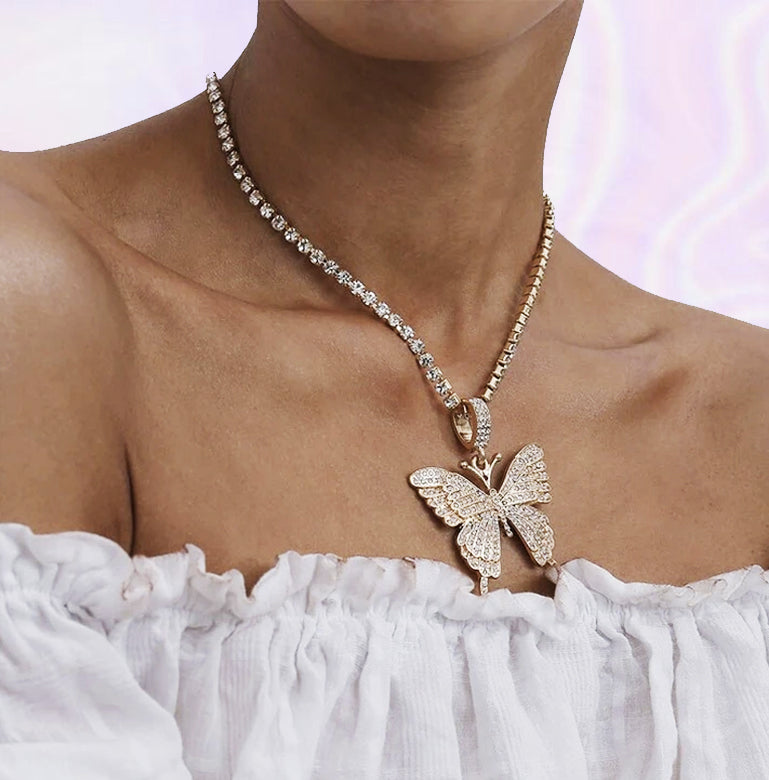 y2k-kawaii-fashion-VIP Butterfly Necklace--Pinky Dollz
