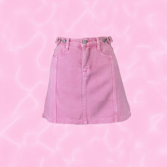 y2k-kawaii-fashion-Pink Denim Skirt--Pinky Dollz
