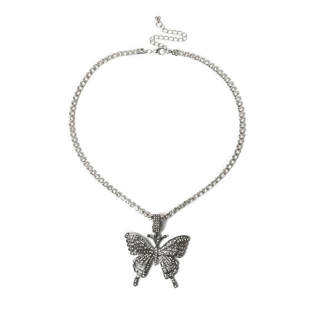 y2k-kawaii-fashion-VIP Butterfly Necklace-Black-Pinky Dollz