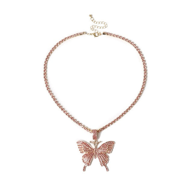 y2k-kawaii-fashion-VIP Butterfly Necklace-Rose Pink-Pinky Dollz