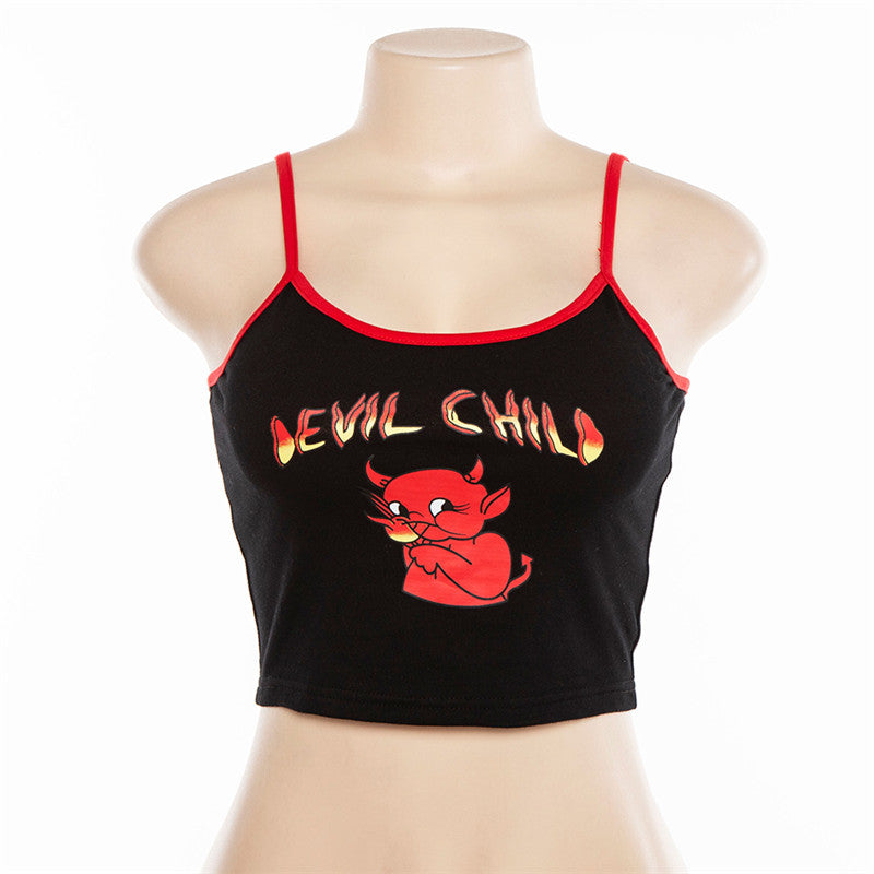 y2k-kawaii-fashion-Devil Child Crop Strap Top--Pinky Dollz