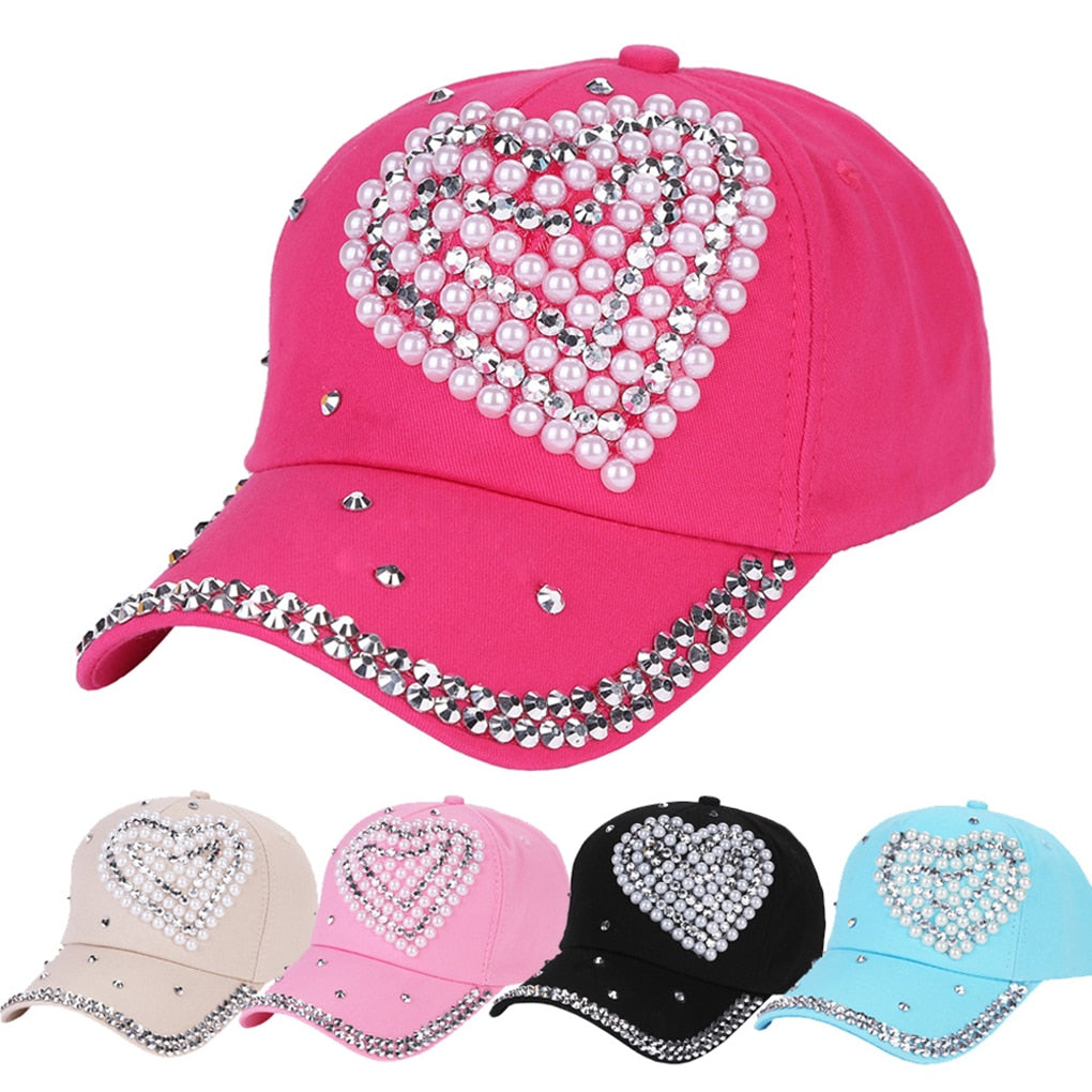 y2k-kawaii-fashion-Heart Pearl Beaded Hat--Pinky Dollz