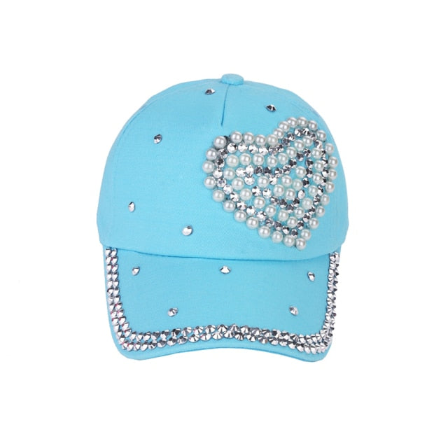 y2k-kawaii-fashion-Heart Pearl Beaded Hat-Blue-Pinky Dollz