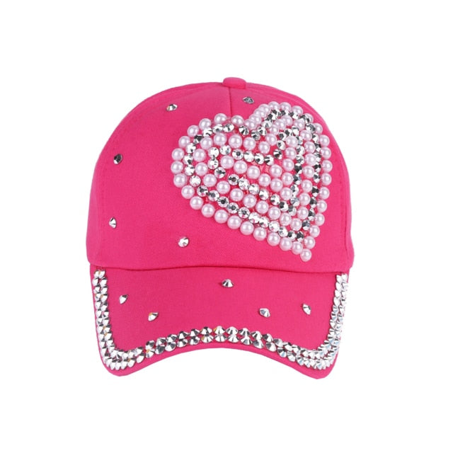 y2k-kawaii-fashion-Heart Pearl Beaded Hat-Red Pink-Pinky Dollz